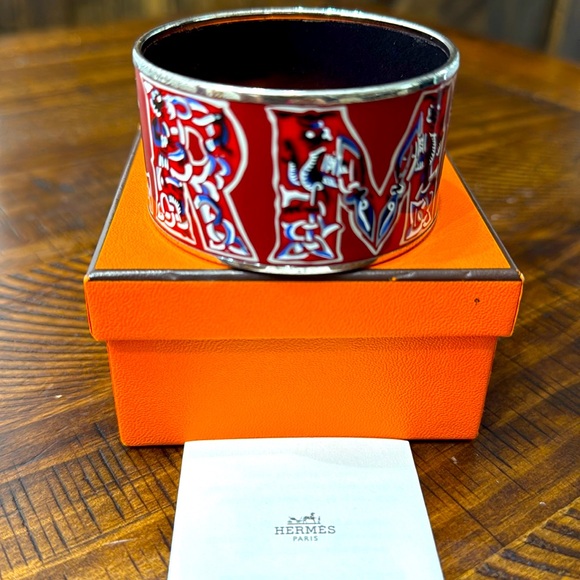 HERMÈS RARE Printed Russe Wide Bangle - Picture 2 of 10